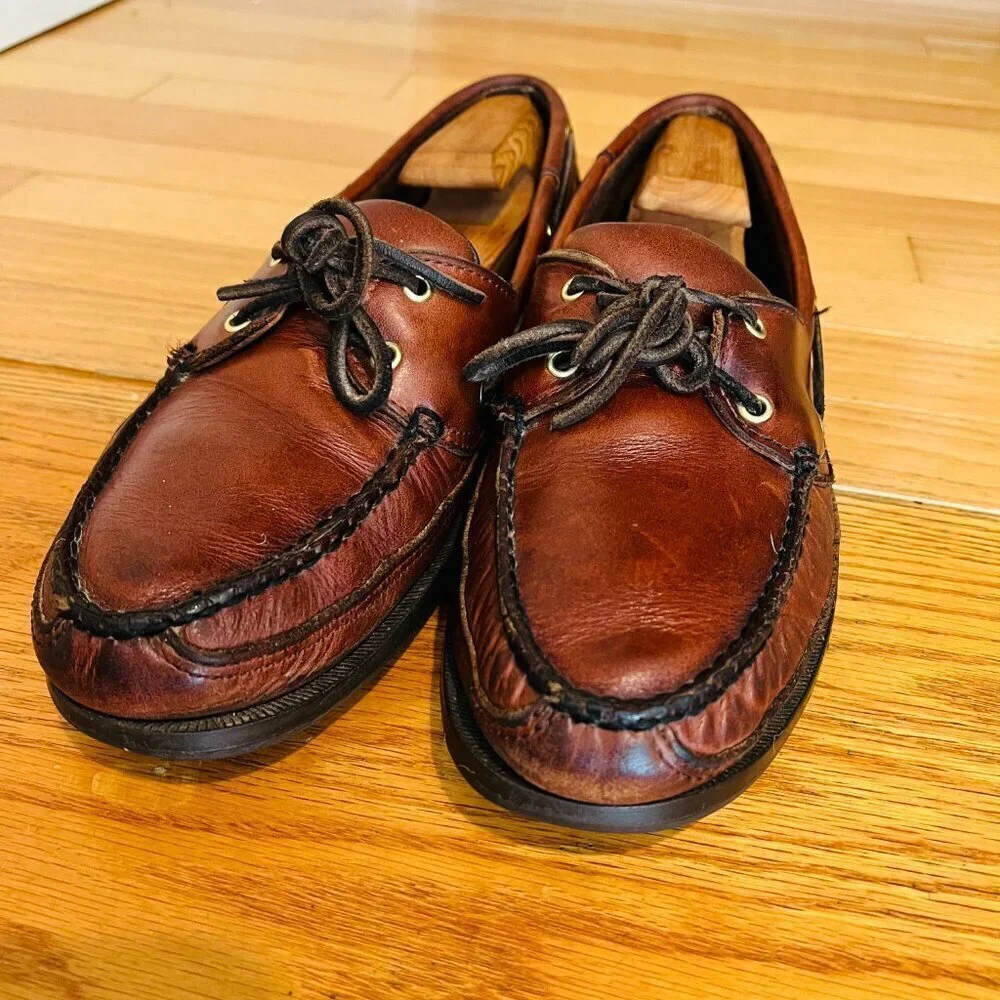 Sebago Brown Leather Boat Deck Shoes Mens US 10